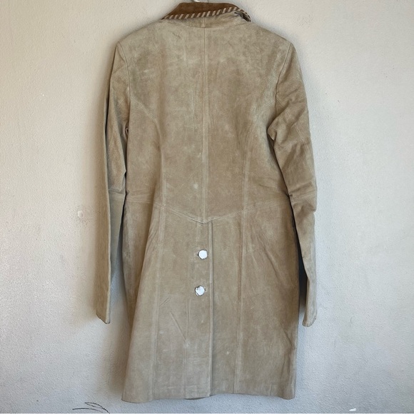 Margaret Godfrey Tan Beige Suede Leather Coat Sz 8 Western Boho - Picture 9 of 16